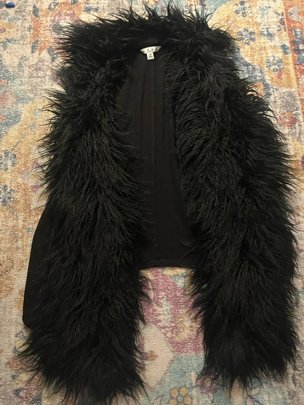 CAbi Black Faux Fur Coat